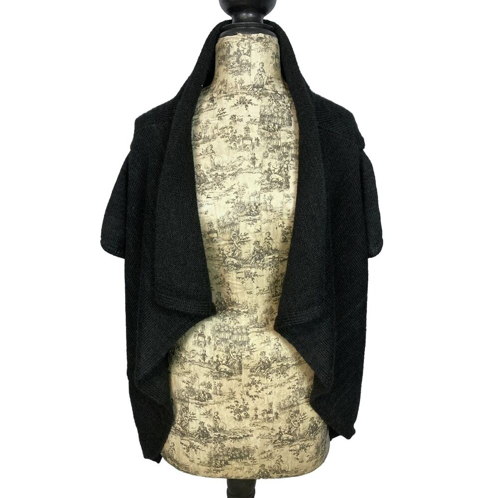 Rosemary Hallgarten Alpaca Sweater Open Front Waterfall Black Size M /One Size